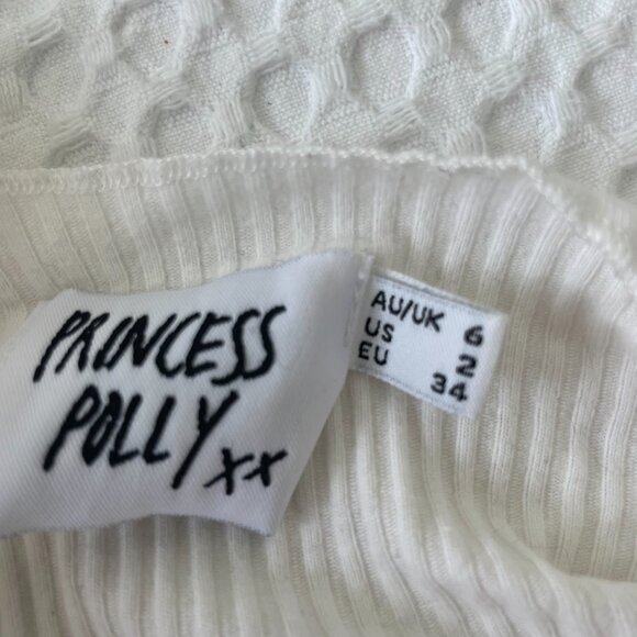 Princess Polly - Cream Ribbed Cropped Longsleeve Shirt - Picture 3 of 3